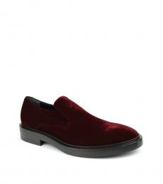 Balenciaga Red Velvet Loafers
