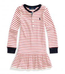 Ralph Lauren Little Girls Clubhouse Cream Striped Dress