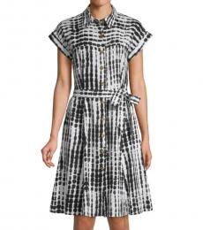 Calvin Klein Black Abstract Short-Sleeve Shirtdress