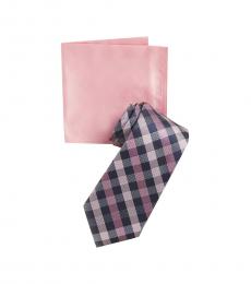 Michael Kors Purple Spectrum Small Plaid Tie & Pocket Square Set