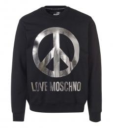 Love Moschino Black Crome Peace Logo Sweatshirt