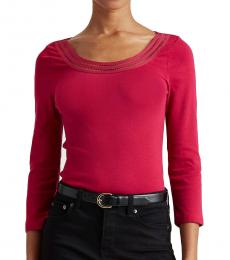 Ralph Lauren Bright Fuchsia Cotton Elbow-Sleeve Top