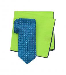Ted Baker Aqua Circle & Square Tie & Pocket Square Set