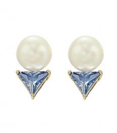 Pearl Blue Triangle Earrings