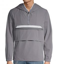 Grey Half-Zip Hooded Jacket