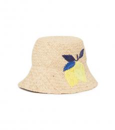 Kate Spade Beige Lemon Embroidered Hat