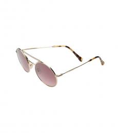 Miu Miu Dark Pink Round Crystal Aviator Sunglasses