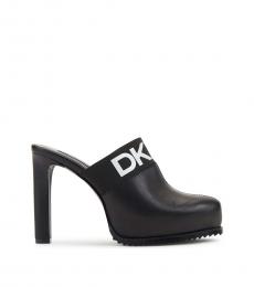 DKNY Black Benton Logo Mule Heels