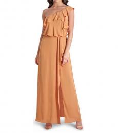 BCBGMaxazria Light Brown Ruffled One Shoulder Dress