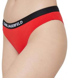 Karl Lagerfeld Red Logo Waistband Bikini Bottoms
