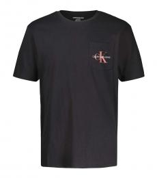 Boys Black Monogram Logo Pocket T-Shirt