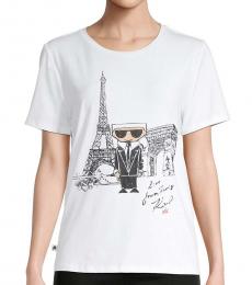 Karl Lagerfeld White Graphic Print T-Shirt