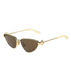 Bottega Veneta Brown Gold Cat Eye Sunglasses