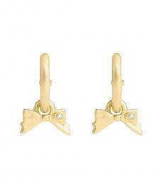 Coach Golden Bow Charm Huggie Earrings