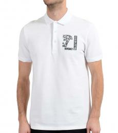 Versace Collection White Graphic Print Polo
