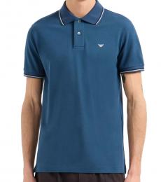 Emporio Armani Blue Logo Print Polo
