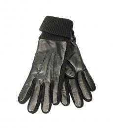 Black Metallic Woolen Gloves