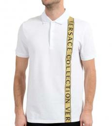 Versace Collection White Graphic Print Polo