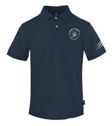 Philipp Plein Navy Blue Printed Logo Polo