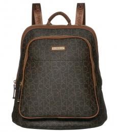 Calvin Klein Brown/Luggage Monogram Large Backpack