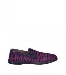 Black Purple Zebra Print Loafers