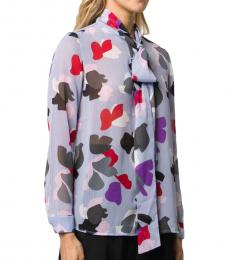 Emporio Armani Light Purple Bow Detail Printed Shirt