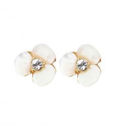 Kate Spade White-Gold Crystal Flower Stud Earrings