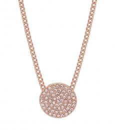 DKNY Rose Gold Pave Disc Pendant Necklace