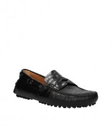 Car Shoe Black Leather Loafers