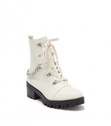 White Patrice Combat Boots