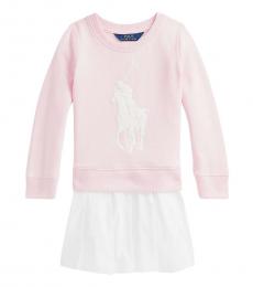Little Girls Pink Fleece Sweatshirt Dress