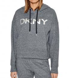 DKNY Dark Grey Logo Cropped Hoodie