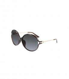 Salvatore Ferragamo Dark Brown Oval Sunglasses