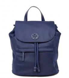Tory Burch Navy Blue Logo Medium Backpack