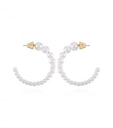 Vince Camuto White Imitation Pearl Hoop Earrings