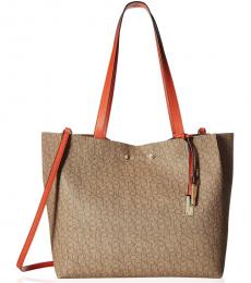Calvin Klein Khaki/Sunset Monogram Large Tote