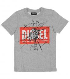 Diesel Little Boys Grey Printed T-Shirt