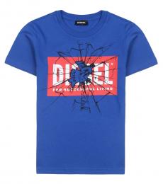 Diesel Boys Blue Printed T-Shirt