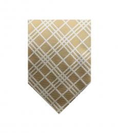 Gold Timeless Plaid Print Silk Tie
