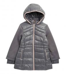 Girls Grey Hybrid Puffer Jacket