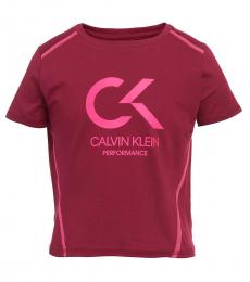 Calvin Klein Girls Beet Red Fitted Workout Top