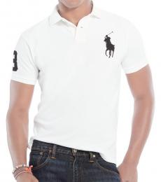 Ralph Lauren Cream Brown Custom Fit Big Pony Polo