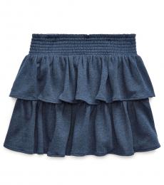 Ralph Lauren Girls Blue Heather Ruffled Atlantic Terry Skirt