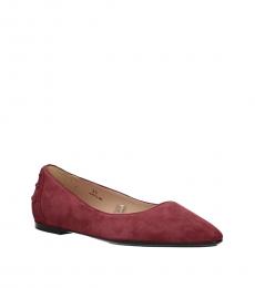 Tod's Red Pointed Toe Ballerinas