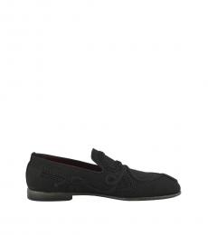 Dolce & Gabbana Black Embroidered Loafers