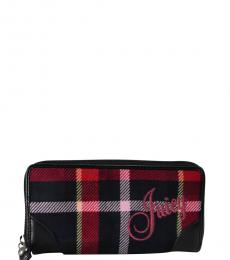 Juicy Couture Black Plaid Tartan Zip Around Wallet