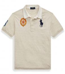 Ralph Lauren Boys New Sand Heather Mesh Rugby Polo