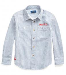 Ralph Lauren Little Boys Railroad Stripe Nautical Striped Twill Shirt