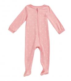 Calvin Klein Baby Girls Pink Logo Print Footie