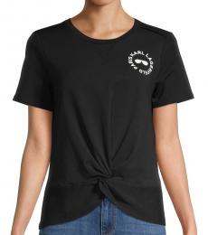 Karl Lagerfeld Black Twist-Front Roundneck T-Shirt
